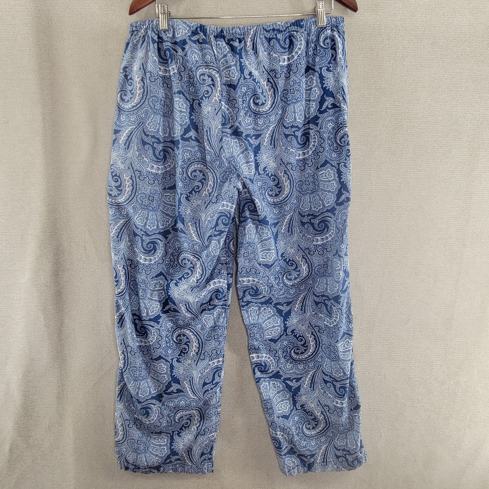 Lauren Ralph Lauren Womens Pajamas 2 Piece Paisley Set Top Pants Size Large Blue - Picture 6 of 14